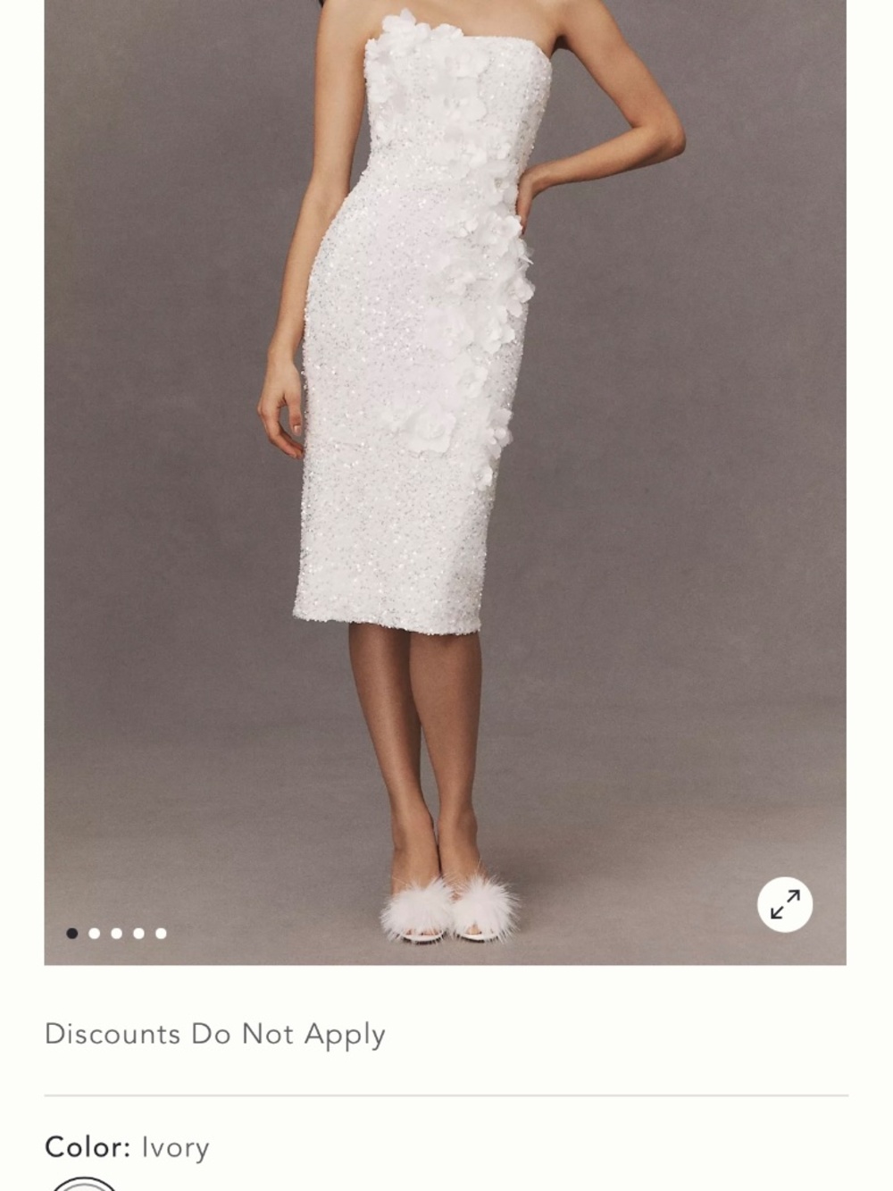 White sequin strapless midi dress - Picture 3 of 4